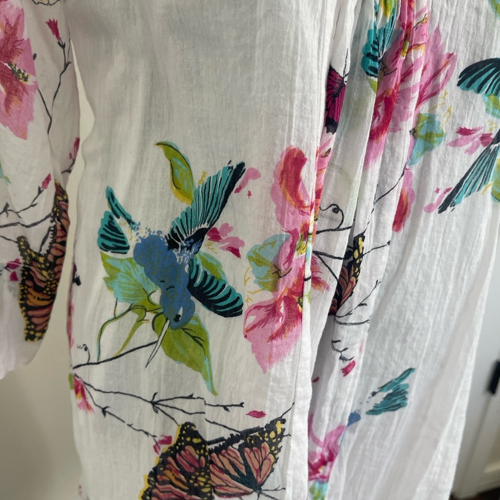 Cera Sheer butterfly Floral White Kimono summer Dress XL - Picture 3 of 12